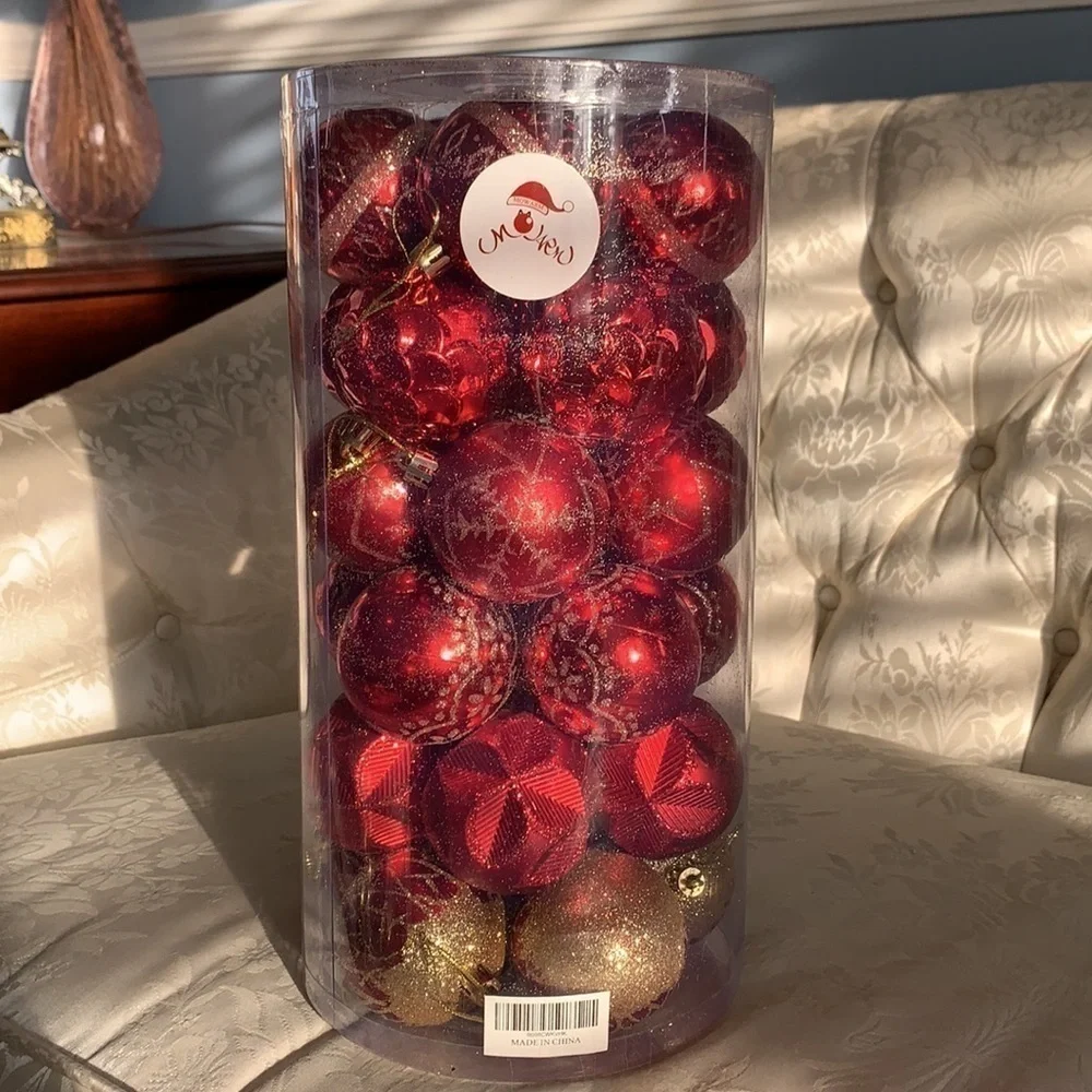 Brand New Set of 30 Red & Gold Christmas Ball Ornaments